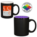 11 Oz. 2 Tone Satin Hilo C Handle Mug- Screen Print (Black/Lavender Purple)